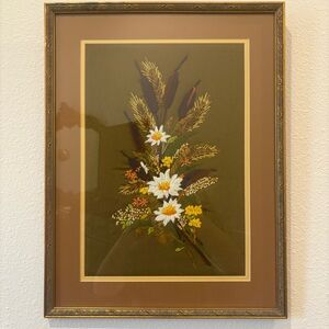 VTG Floral Crewel Embroidery Wall Art